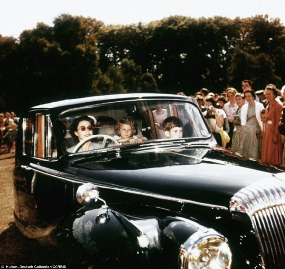 The Daily Mail 1957 At Windsor driving prince Charles and Anne